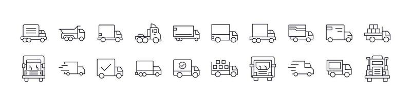 Delivery Truck Icon Set for UI, Placards, Books, Apps. Editable Stroke. Perfect for Web Sites, Books, Cards, Apps vector