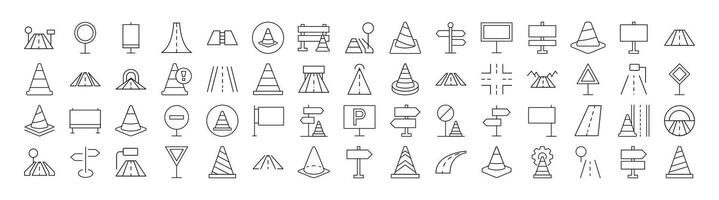 Road, Path, Traffic Cone Modern Outline Style Icons for Design, Cards, Apps, Social Networks vector