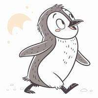 a cartoon penguin is walking and smiling vector
