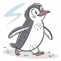 A cartoon penguin smiles as it walks vector