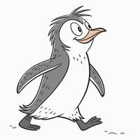 a cartoon penguin walking with its head up vector