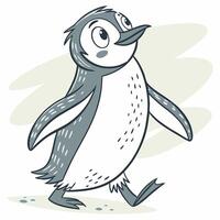 a cartoon penguin walking on the ground vector