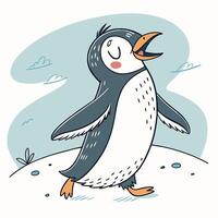 a cartoon penguin is standing on the ground vector