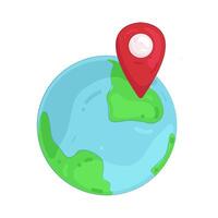 Globe with location pin vector