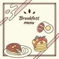 Very Breakfast Menu with pancakes, egg and cake vector