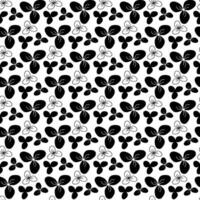 Floral silhouette seamless pattern with spring flower. Simple design for textile design, wallpaper, hand drawn elements. Black and white background vector