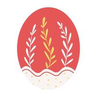 Red Egg with White Leaf Patterns vector