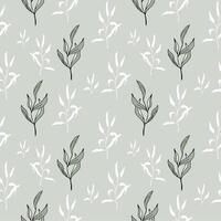 greenery hand drawn seamless pattern with small line art leaves Perfect for background, textile, or wrapping paper A delicate, repeating pattern Minimalist and elegant aesthetic vector