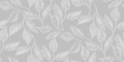 Floral greenery seamless pattern with small line art leaves Perfect for background, textile, or wrapping paper A delicate, repeating pattern Minimalist and elegant aesthetic vector