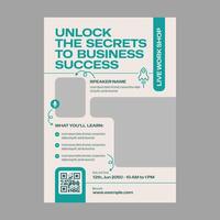 Workshop Flyer Template for Online Business Events, Webinar and Training Course Promotional Design, Editable Flyer for Live Sessions vector