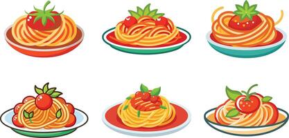 Italian pasta set with different types of pasta vector