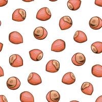 Nuts seamless pattern. Hazelnut background. Organic food concept. Nuts pattern for fabric, packaging, coffee and bakery shops. Hand Drawn illustration vector