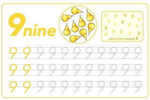 Children cards with numbers. Kids Learning Material. Learning numbers, tracing number practice worksheet for kids learning. Play cards for kids learning maths. Mathematics cards for children vector