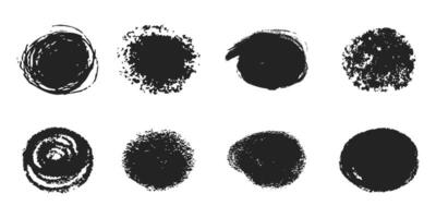 Scribble textured brush stroke ink or paint round splatter. Abstract grunge stain enso border, frame, hand drawn textured punk style asian design element vector