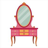 Dressing Table with Mirror on White vector