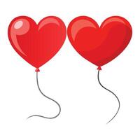 Floating Red Heart Balloon with String on White vector