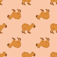 Seamless pattern with cute capybaras. vector