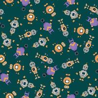 Seamless pattern robots. vector