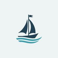 a sailboat floating in the ocean with waves vector