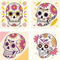 Unique Sugar Skulls with Decorative vector