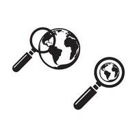Magnifying glass and globe icon illustration vector