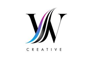 W letter Logo Icon serif font with Creative swoosh curves and elegant design vector