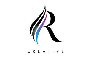 R letter Logo Icon serif font with Creative swoosh curves and elegant design vector