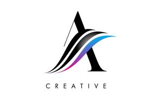 A letter Logo Icon serif font with Creative swoosh curves and elegant design vector