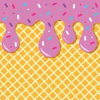 texture of the background of a waffle ice cream cone with pink cream. vector