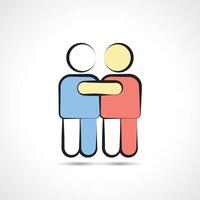 Two figures hugging each other symbolizing friendship, love and community vector