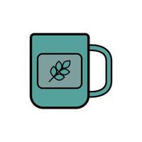 Mug with Leaf Design Illustration vector