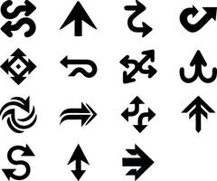 Collection of Various Arrow Icons in Black and White vector