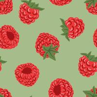 Raspberry summer seamless pattern for wrapping, berries texture vector