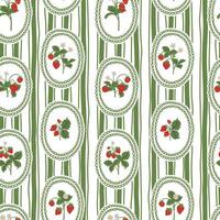 strawberry with flower in lace frame preppy flirty seamless pattern on striped background vector