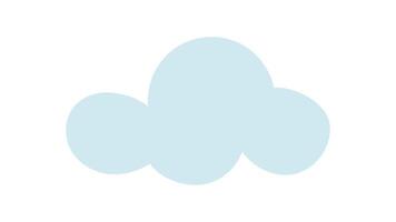 Blue cloud shape in flat graphic style. Fluffy character of a cloud with soft edges. Isolated light blue shape in digital, cartoon design, ideal for weather backgrounds and illustrations. vector