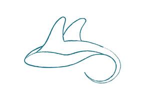 Underwater fish silhouette chalk. Aquatic creature in the ocean. Unique doodle style, abstract texture, and chalk design. Ideal for marine projects, aquarium graphics, or summer designs. vector