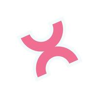 Playful abstract shape icon sticker. Modern geometric figure symbol. This design features a flat curve element with a y2k aesthetic, showcasing brutalist style, suitable for various creative projects. vector