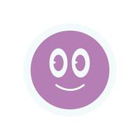 Bold flat smile icon sticker. Modern round face element. Abstract design with brutalist shape, simple style, and graphic form. Suitable for stickers, trendy applications, and contemporary aesthetics. vector