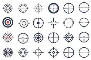 Sniper and Target Reticle Set. A highly detailed pack of sniper scopes, aiming reticles, and shooting targets. Ideal for gaming, military designs, and shooting-related branding. vector