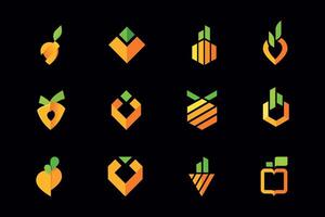Agricultural Modern Logo Icon Set. Designed with a geometric and minimalistic approach. Perfect for eco-friendly brands, farming apps, and sustainability projects. vector