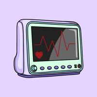 The ECG monitor displays the heart rate waveform vector