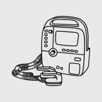 Defibrillator in black and white drawing vector