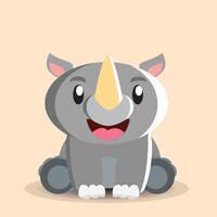 cute rhino with cartoon image vector