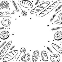 black and white bakery doodle theme with copy space vector