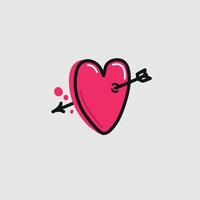 Handdrawn pink heart with an arrow in it vector