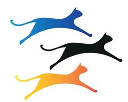 Three cats running in different colors vector
