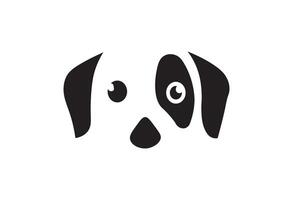 A black and white dog face with a big nose vector