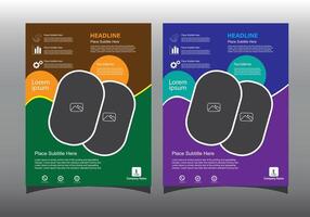 Two colorful brochure templates with a black background vector