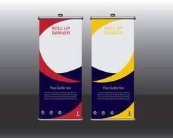 Roll up banner stand design template, Red and Yellow color vector