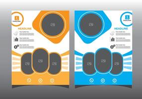 Two brochure templates with orange and blue circles vector